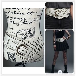 Bebe Y2K Goth Cream Emo Oversized Studded Belt